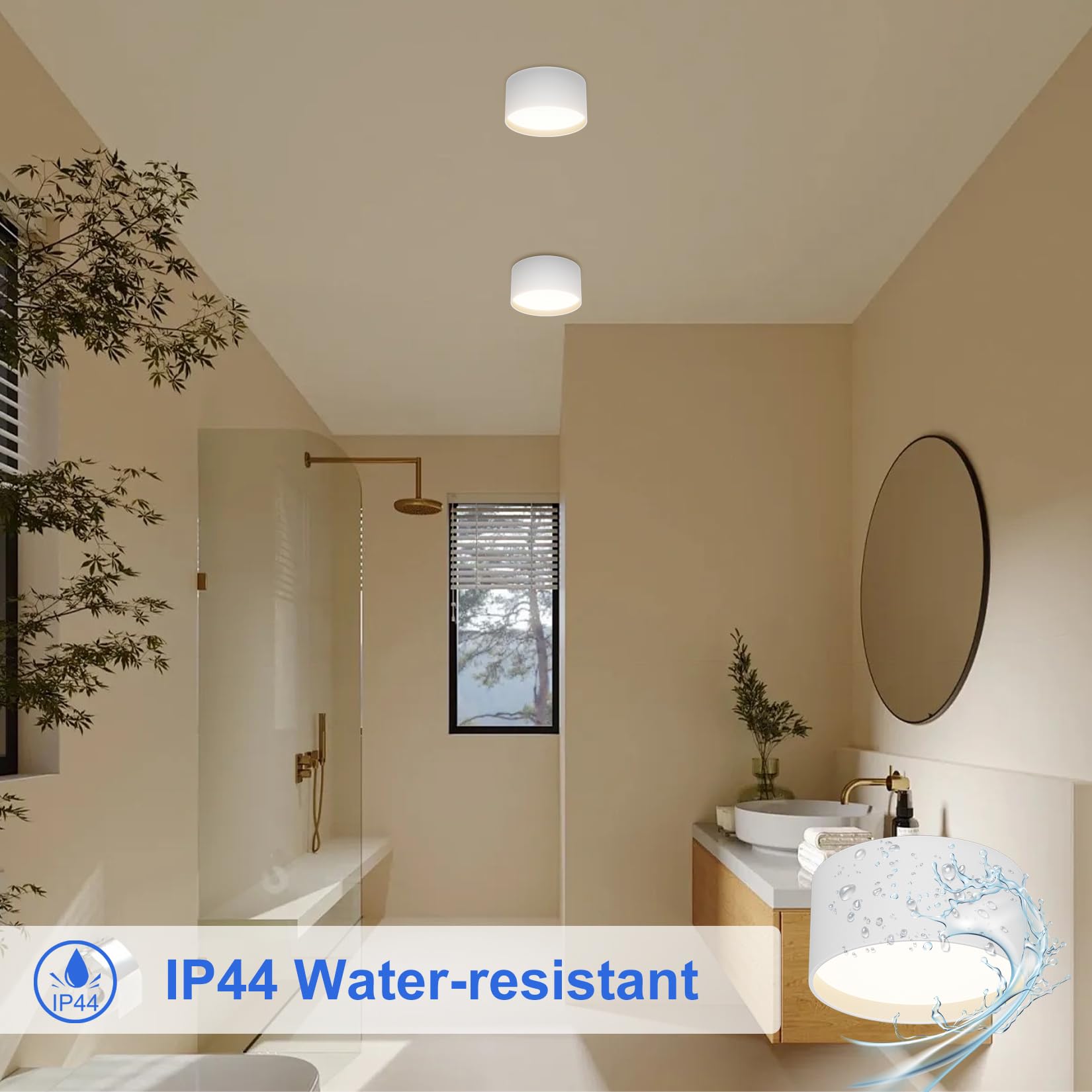 Klighten 18W LED Faretti da Soffitto Rotonda, Bianco Faretto da superficie, Plafoniera da Soffitto Moderna Bianco caldo 3000K, Lampada da soffitto Alluminio, IP44, 1029LM, 60X120mm