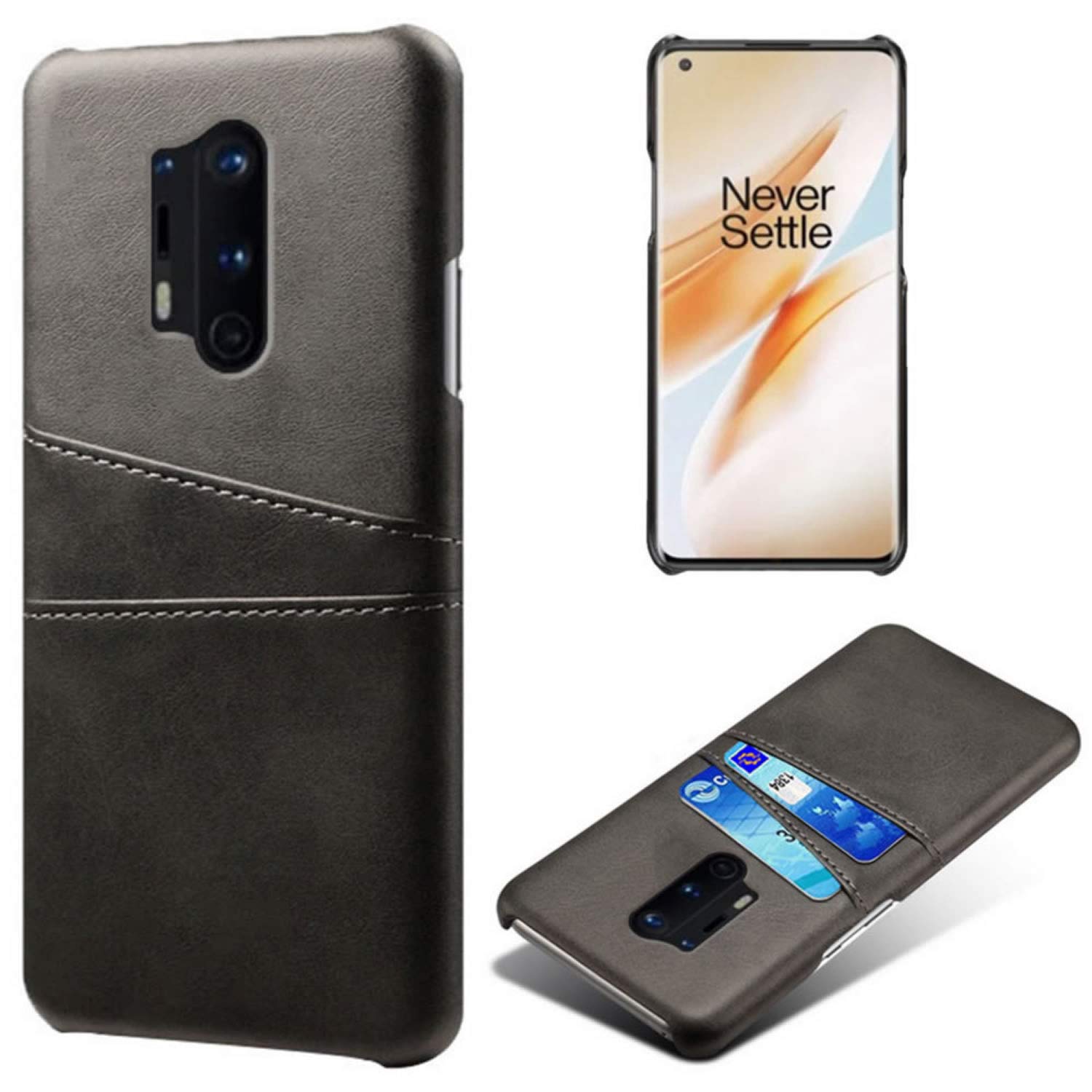 Handyhülle Für OnePlus 8 – Ultradünne Lederhülle Mit 2 Kartenfächern, Stoßfest (Farbe: Orange)