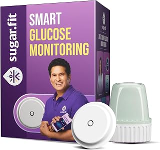 Sugarfit CGM Monitor Pack of 1 | Real-Time Blood Sugar Monitoring Device on | No Finger Prick, No Scan | 15 Day Wearable Arm Sensor, Bluetooth Enabled | Free 1:1 Coach & App