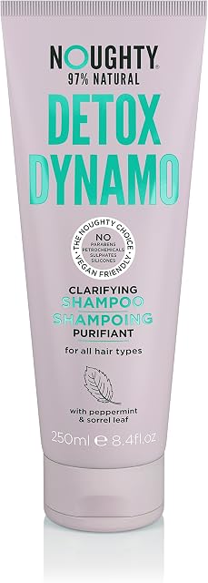 Noughty 97% Natural, Detox Dynamo Clarifying Shampoo, Sulphate Free Vegan Haircare, Refreshing Residue Removing Hair Cleanser, Suitable for Every Day Use, with Peppermint & Sorrel Leaf 250ml