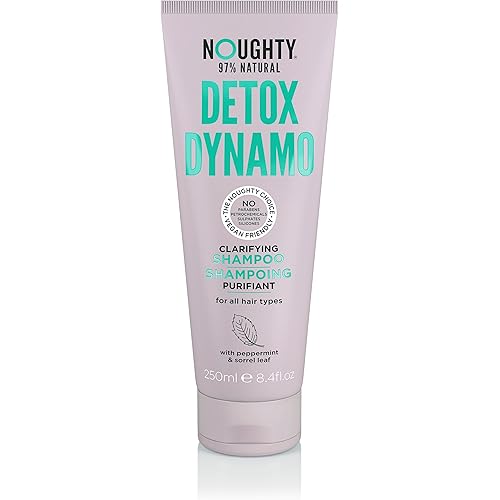 Noughty 97% Natural Detox Dynamo Clarifying Shampoo to Refresh Hair and Remove Residue, Suitable for Every Day Use with Peppermint and Sorrel Leaf, Sulphate Free Vegan Haircare 250ml