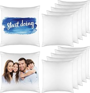 Sublimation Pillow Cases White Sublimation Blank Pillow Covers Heat Transfer Polyester Peach Skin Pillow Covers with Invisible Zippers for DIY Printing Sofa Decor (12 Pieces,15.7 x 15.7 Inches)