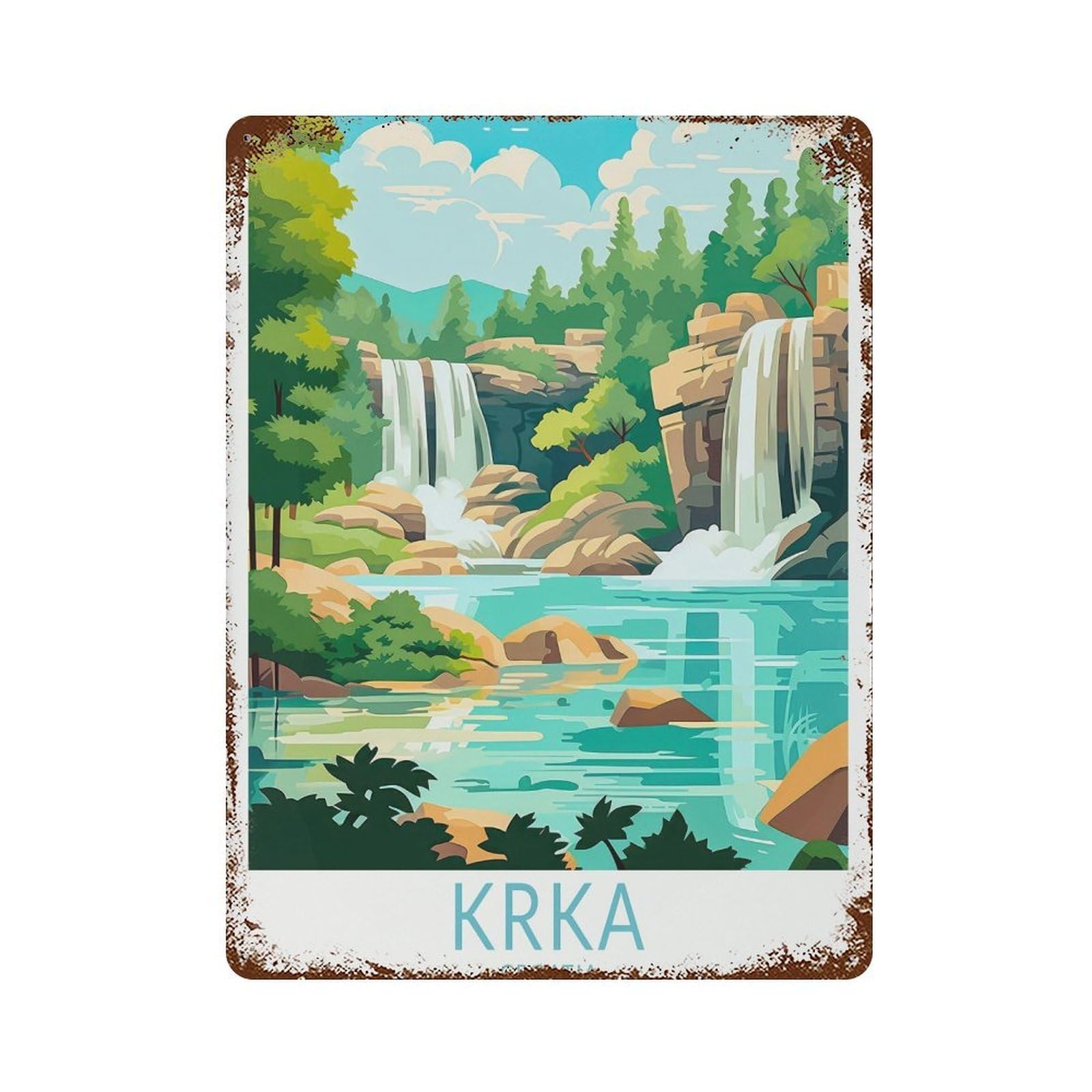 xiaoxiaoshen Krka Travel Croatia Custom Gift (2) Wall Decor Art Metal Tin Poster Modern Home Decor Art Home Bar Shop Decorations Vintage Sign 40x30cm