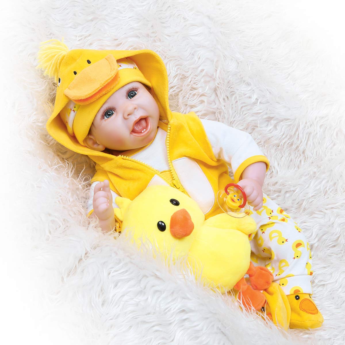 Reborn Babypuppen-Kleidung, 45,7 cm, Outfit-Zubehör, gelbe Ente, 5-teiliges Set für 43,2-48,3 cm Reborn-Puppe, Neugeborene, Mädchen und Jungen