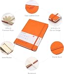 Hardcover Notebook Journal 160 Pages, Lined Journal Notebooks for Work, 100Gsm Premium Thick Paper with Pocket, Medium 5.7"x8.4" （Orange, Ruled）