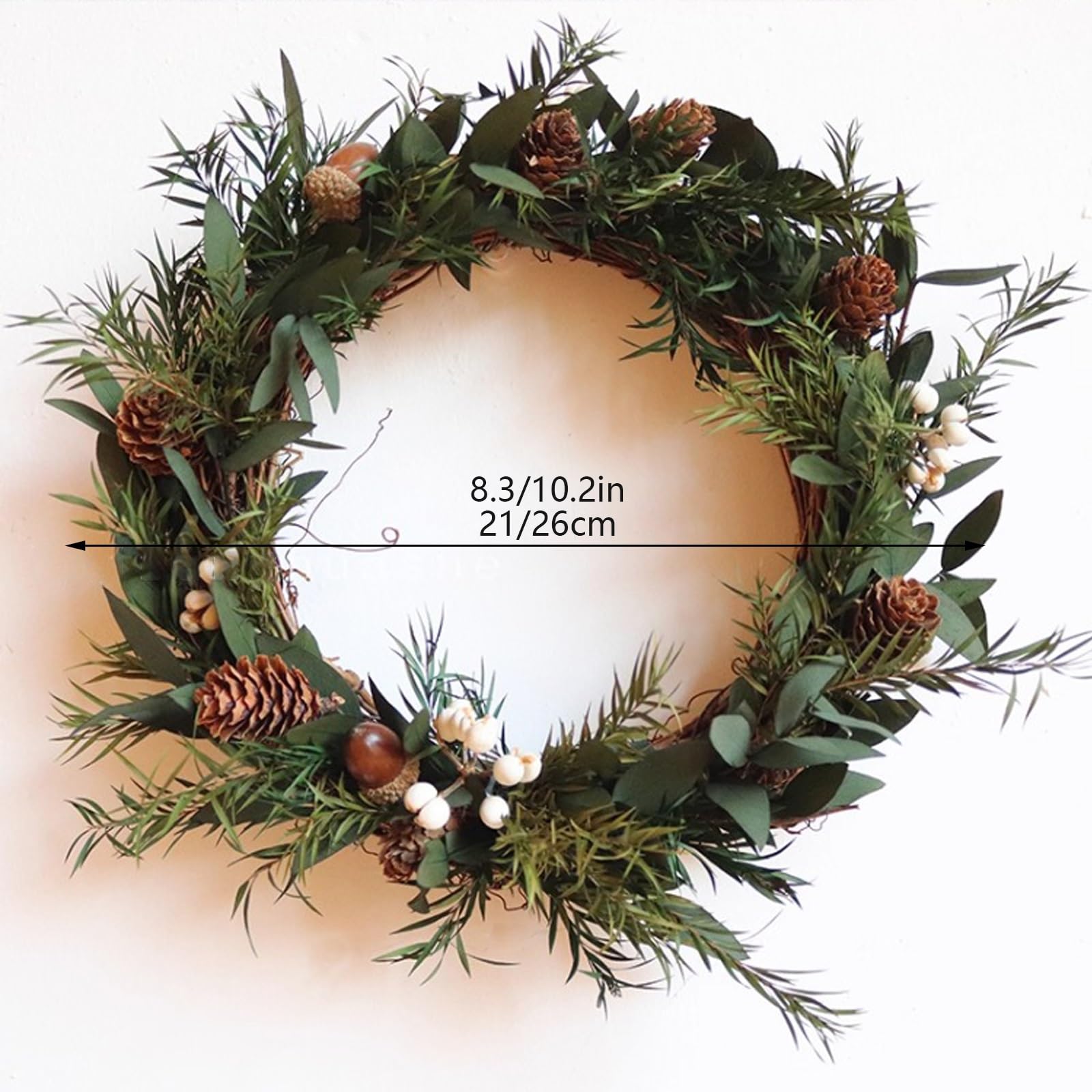 Świąteczny wieniec na drzwi, świąteczna dekoracja DIY, samodzielny montaż, naturalny styl, z szyszką, 21 cm, wisząca ozdoba, idealna do dekoracji domu i wakacji