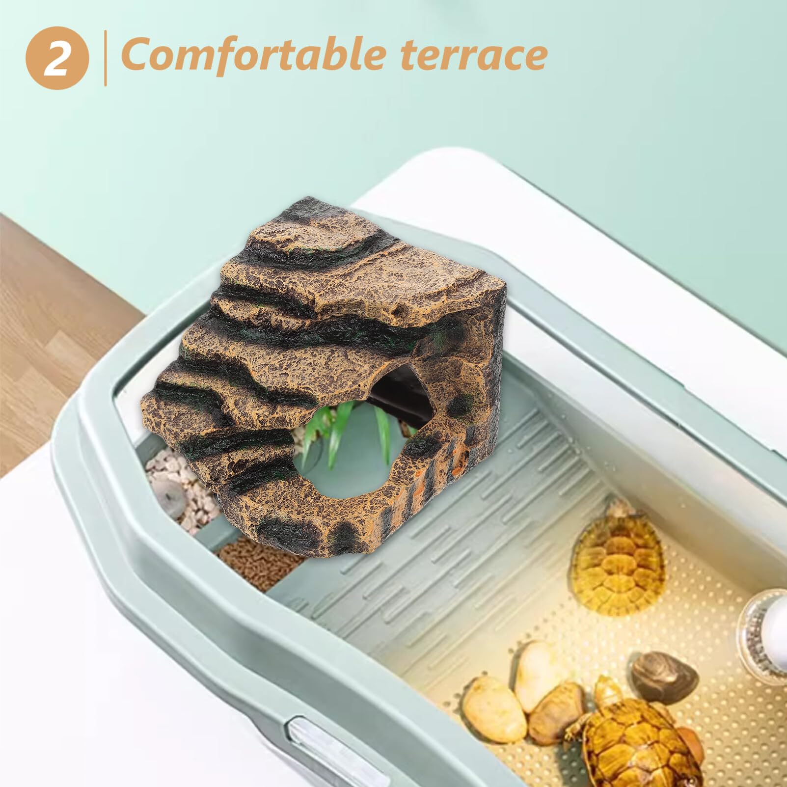 HANABASS Piattaforma Basking per Tartarughe in Resina Piattaforma di Arrampicata E Riposo per Rettili Accessorio Decorativo per Acquario Giardino Roccioso