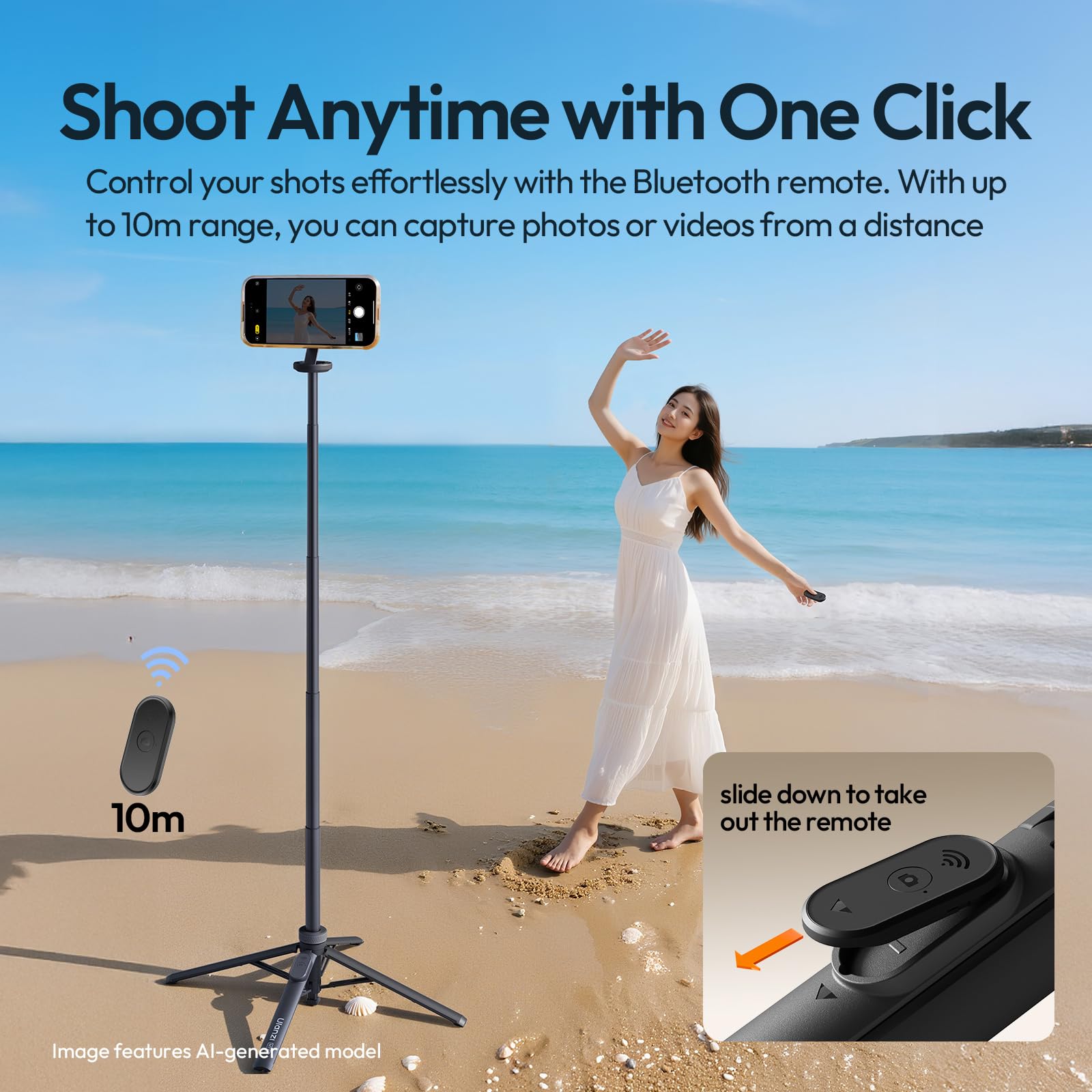 ULANZI MT-71 MagLock Mini Perche à Selfie avec Attache Magnétique Double Face, Trépied Télescopique 33.5cm à Quatre Pieds, Pocket Tripod Compatible avec iPhone 17-12 Magsafe Samsung (150 cm)