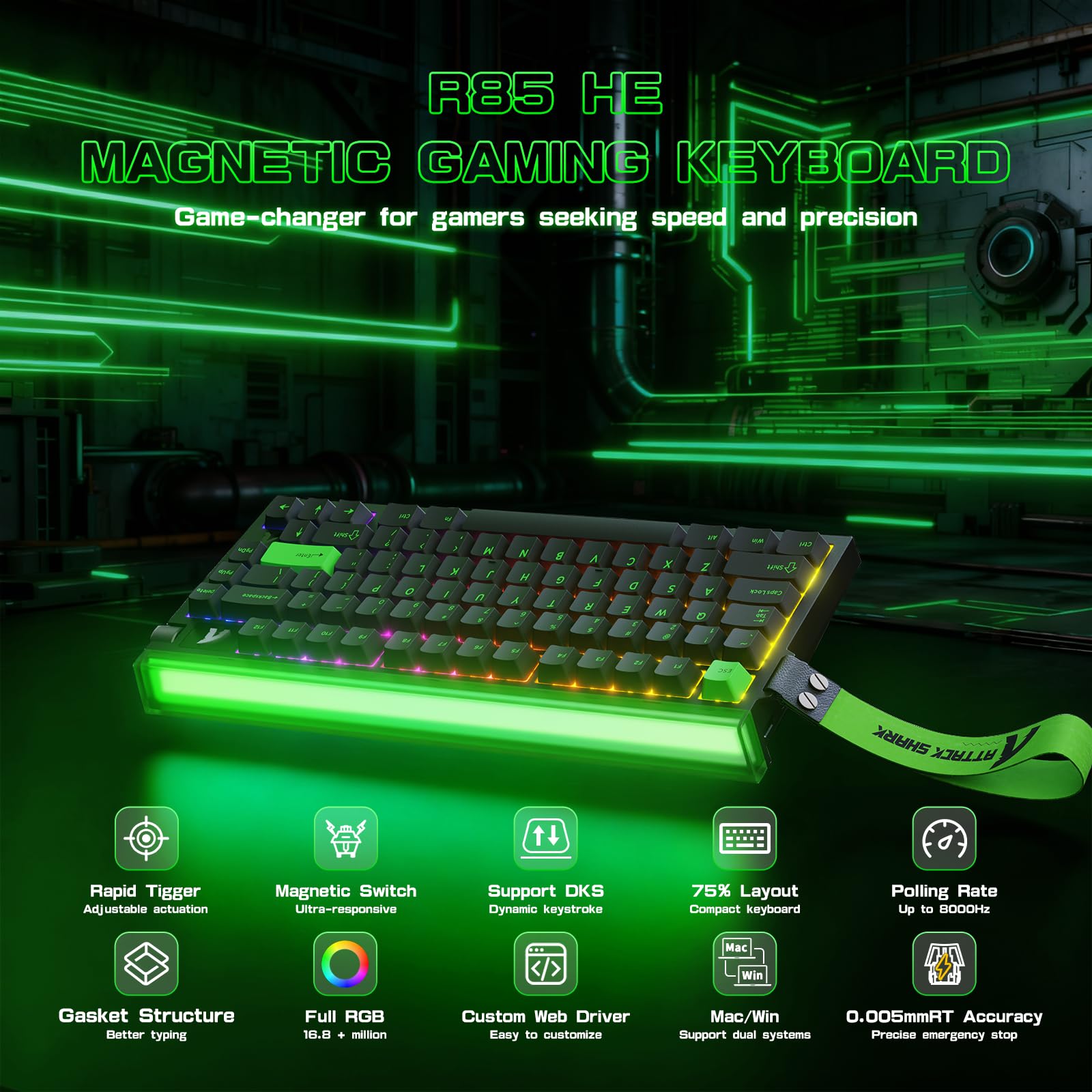 MAMBASNAKE Attack Shark R85HE Magnetic Keyboard - Dettaglio
