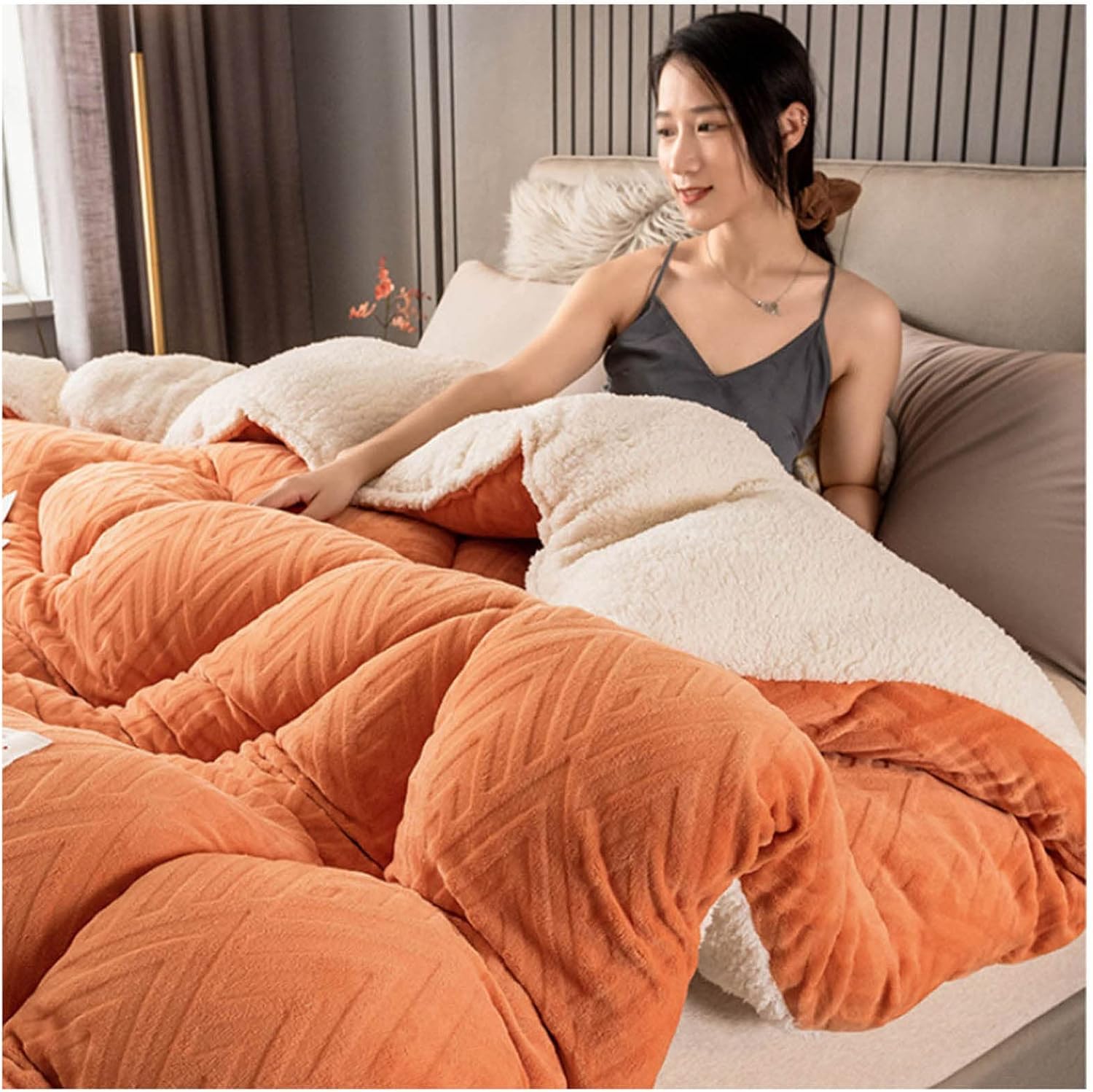 Trapunta Invernale, Coperta Invernale In Cashmere Di Agnello Calda Addensata, Coperta In Lana Di Agnello, Coperte Pesanti Per Letto Matrimoniale Invernale, Coperta In Pi(Size:200x230cm(5kg),Color:A)