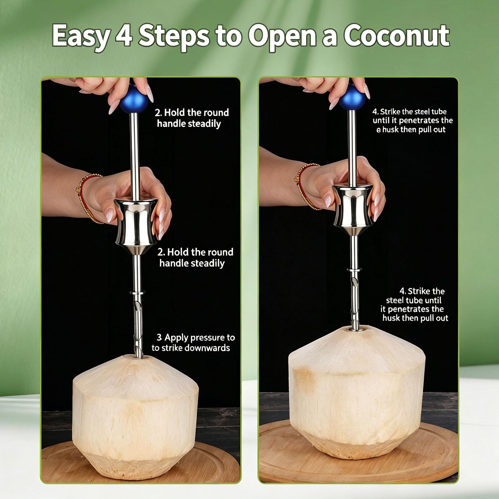 Strumento perforatore per fori in acciaio inossidabile per uso alimentare con comoda impugnatura ergonomica per una facile apertura