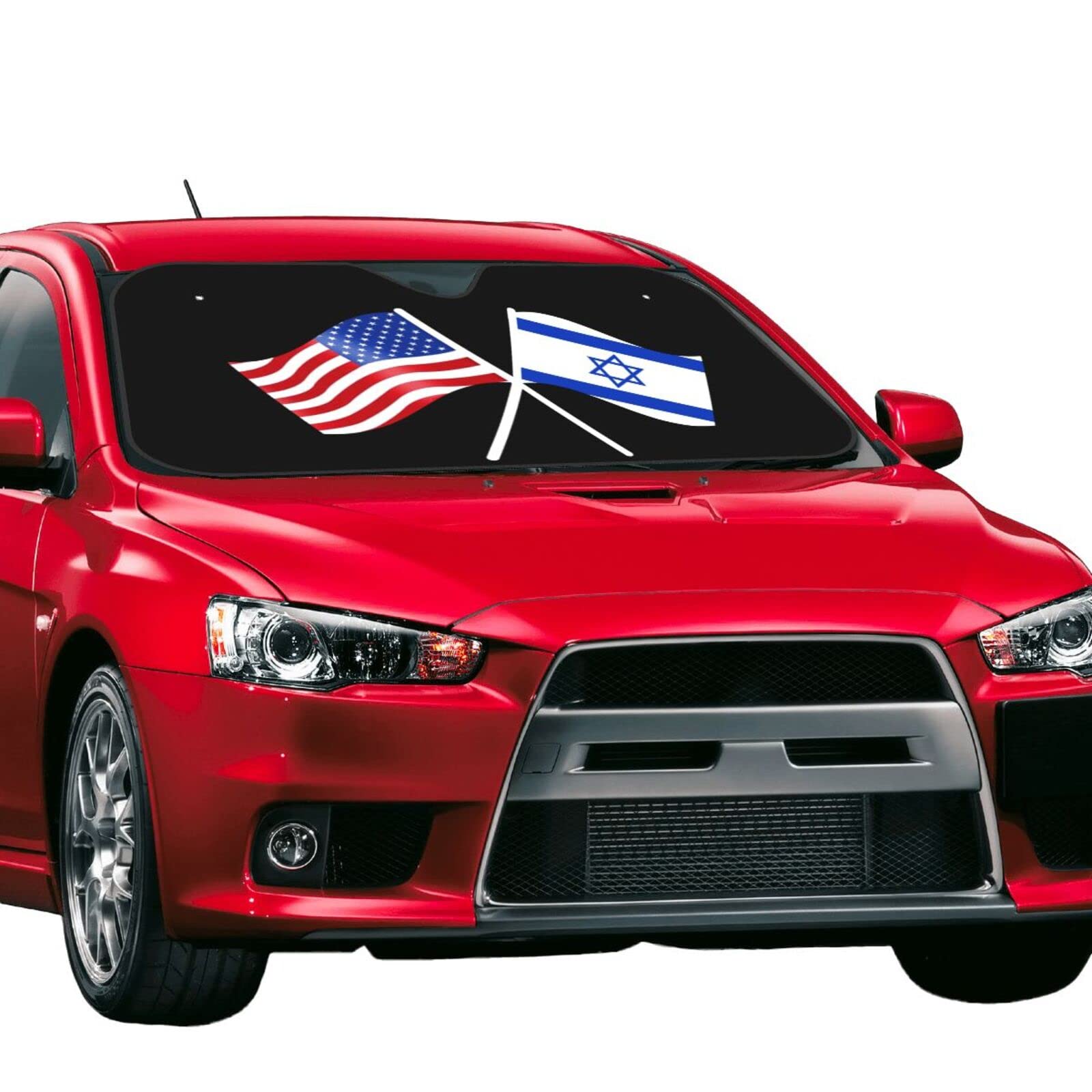 Windshield Sun Shade for Car Durable Bubble Aluminum Film Material American and Israel Flag Car Sun Visor