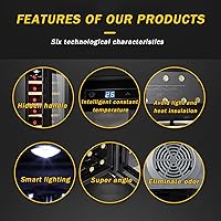 Vista 2 de Refrigerador blanco y rojo enfriador de encimera, mini refrigerador de vino compacto independiente con capacidad de 8 botellas, control digital