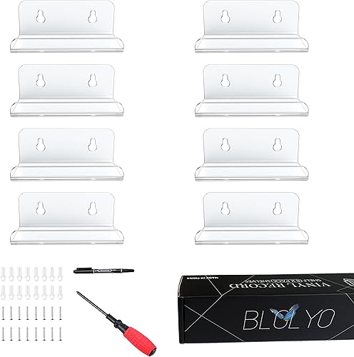 Miniatura 3 de Estante de vinilo transparente para montaje en pared, 8 unidades, soporte para discos de acrílico, soporte para discos de vinilo y exhibición de