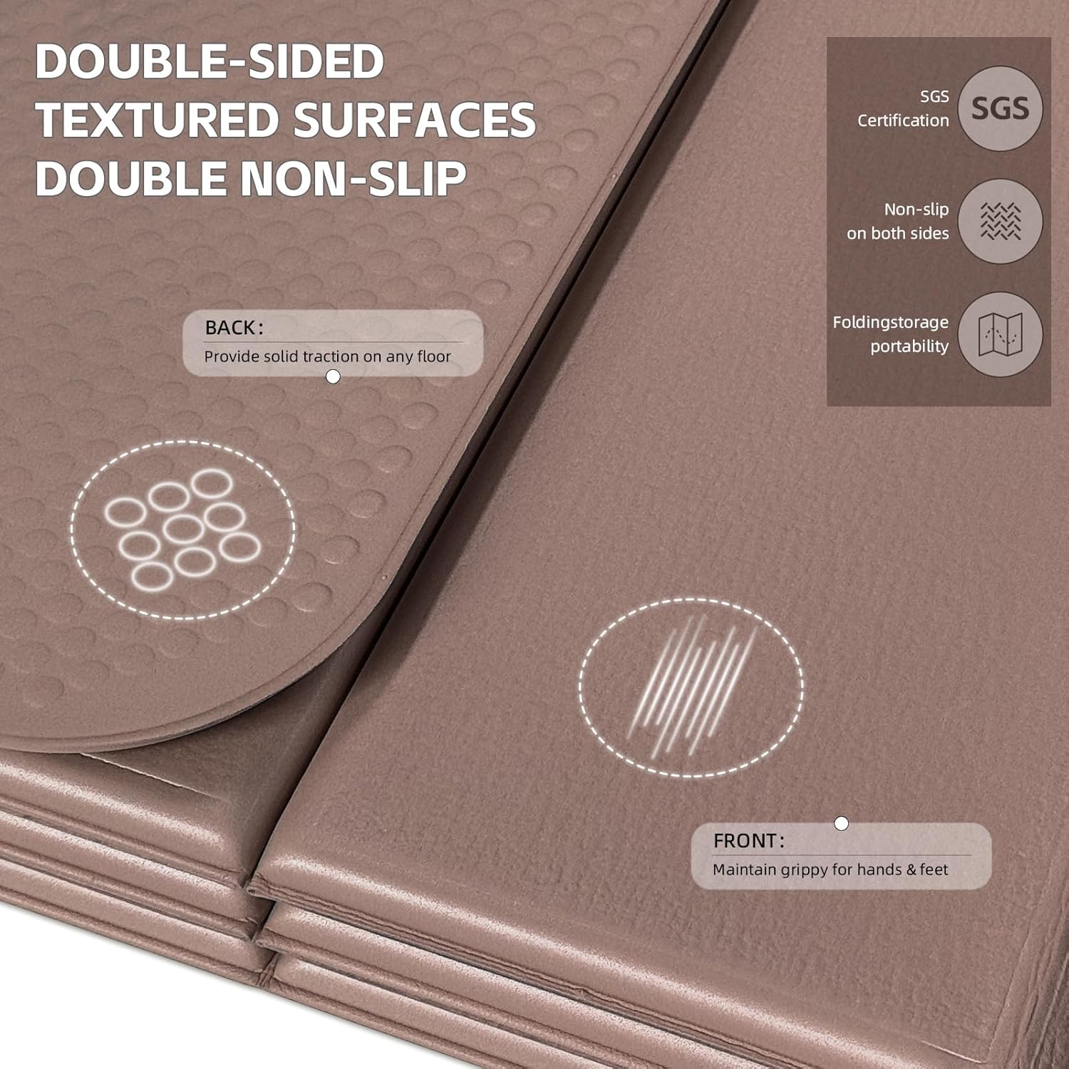 Extra Thick Foldable Yoga Mat (10mm), SGS Certified TPE, Non-Slip & No Smell, 12-Fold Design for Ultra Portability And Easy Storage | for Yoga, Gym, Pilates, and Home Workouts, 76" x 26" - Image 5