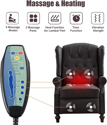 Miniatura 5 de Silla reclinable con respaldo de mediados de siglo, moderna silla de lectura, silla con brazo de tela copetuda para sala de estar con masaje de