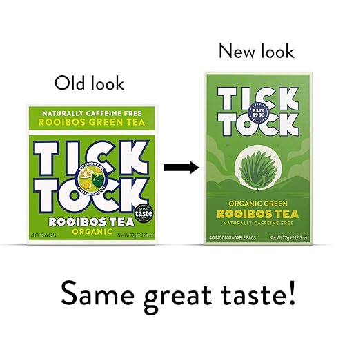 Miniatura 2 de TICK TOCK TEAS Naturally - Té verde de hierbas Red Bush sin cafeína, 40 unidades, té verde Rooibos orgánico, 2.5 onzas