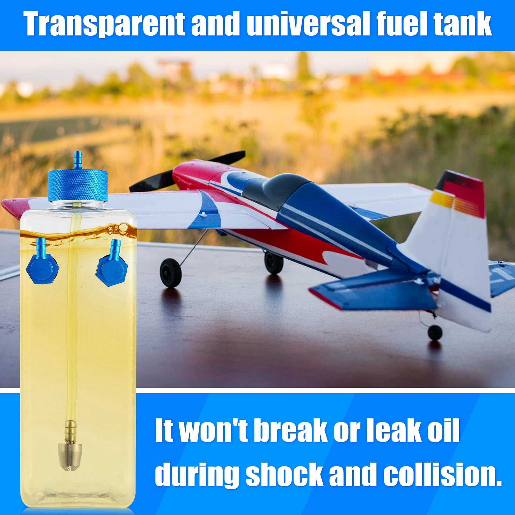 Réservoir de carburant essence Bouteille en plastique transparent 750 CC CNC pour gaz RC et avion nitro