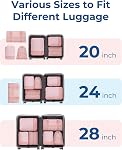 BAGSMART Hanging Compression Packing Cubes 6 Set Cruise Travel Essentials, Baby Pink, 15.7 inches (L) x 11 inches (W) x 5.1 inches (H) | 3-Fold Space Saving Hanging Shelves, Closet Organizers & Storage, Compressible Suitcase Organizer Bags, Machine W