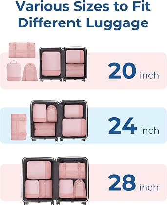 BAGSMART Hanging Compression Packing Cubes 6 Set Cruise Travel Essentials | 3-Fold Space Saving Hanging Shelves, Closet Organizers & Storage, Compressible Suitcase Organizer Bags, Machine Washable Cube