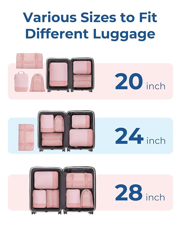 BAGSMART Hanging Compression Packing Cubes for Closet Organizers And Storage, 6 Set Suitcase Organizer Bags Set, Cruise Travel Essentials for Women, Latte Brown by BAGSMART - Used condition - Image 5