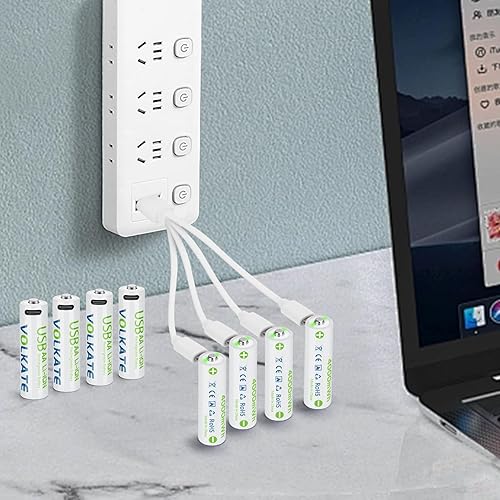 Miniatura 9 de Baterías de litio de 4000 mWh, recargables AA, paquete de 8 baterías de iones de litio de 1.5 V de alta capacidad USB de doble tamaño A con cable de