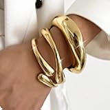 Chunky Gold Bangle Bracelets Stack for Women Gold Statement Cuff Bracelet Jewelry Gifts Stylish Bracelets Friendship Gifts for Women