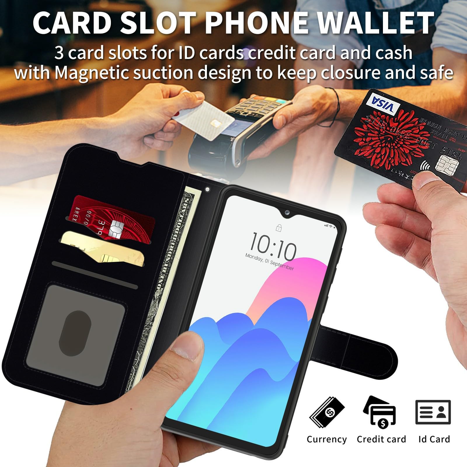 for Nokia C110 Phone Case Wallet for Nokia C110 N156DLCase with Card Holder Slot,Leather Flip Cover w/Kickstand+RFID Blocking+Magnetic Snap-I can do all things through christ