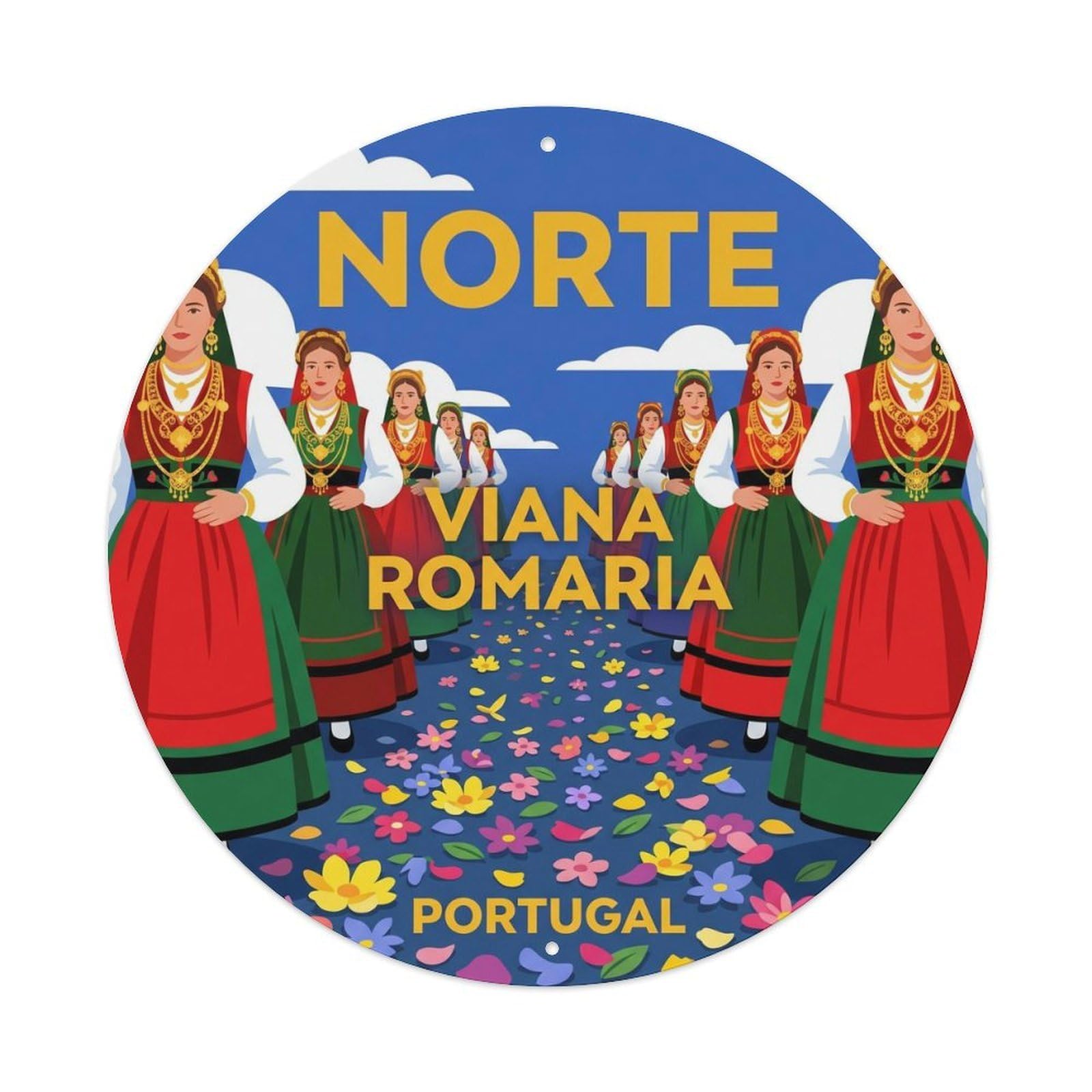 Olhnbad 08X08inch Style Classic Portugal Norte Cityscape Traditional Travel Art Metal Tin Sign