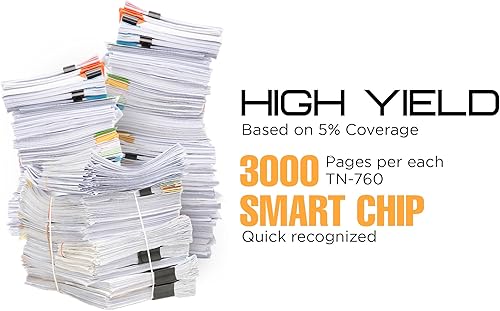 Miniatura 3 de TN-760 Cartuchos de tóner de alto rendimiento para Brother HL-L2305DW, HL-L2350DW, HL-L2395DW, HL-L2390DW, HL-L2370DW, HL-L2370DWXL, MFC-L2690DW,