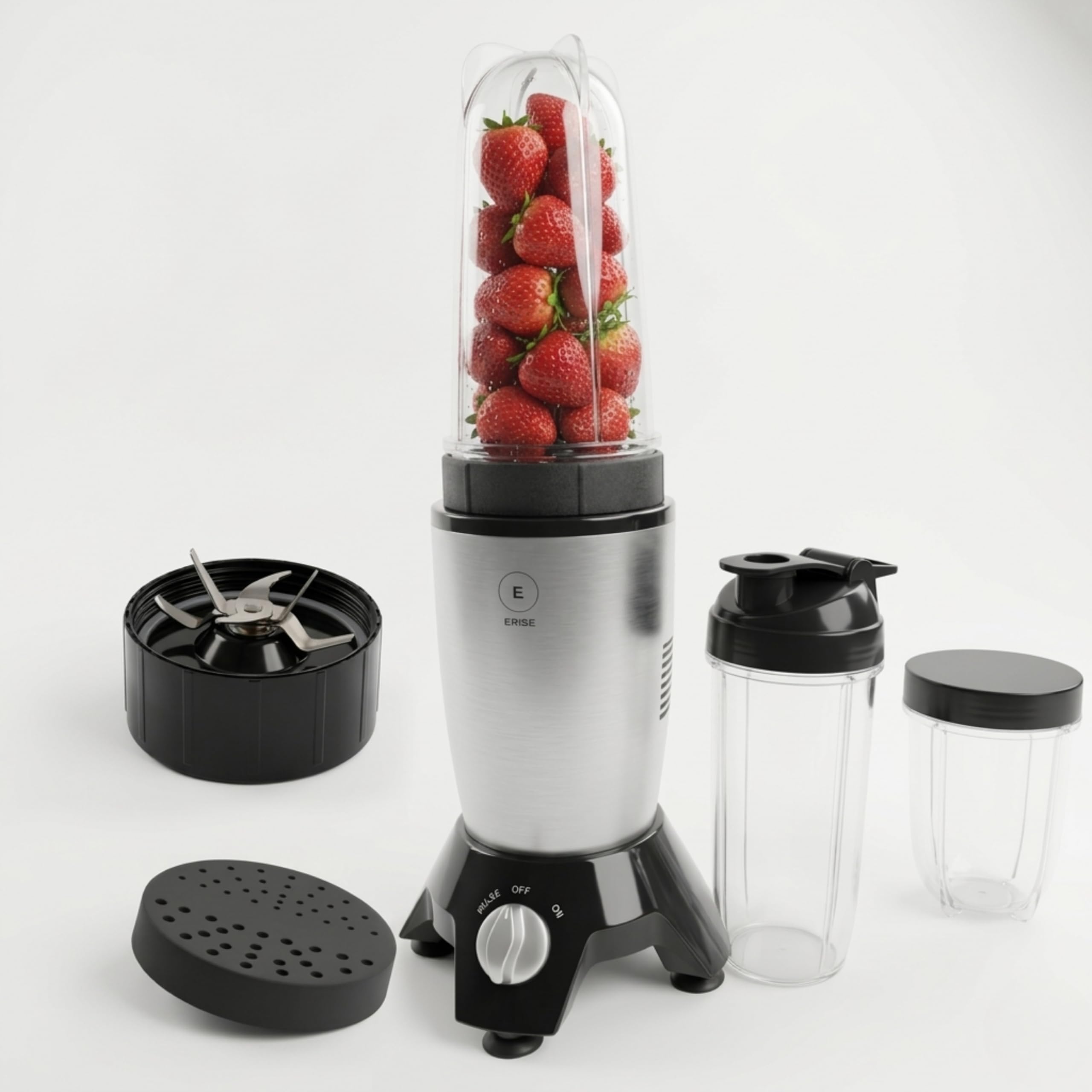 ERISE ER 300 Nutri Mixer & Personal Blender - 300W High-Speed Motor with Unbreakable BPA-Free Jars | Silver Robust Design | Multi-Purpose Blades for Juicing, Blending | 1 Yr Warranty-image-17