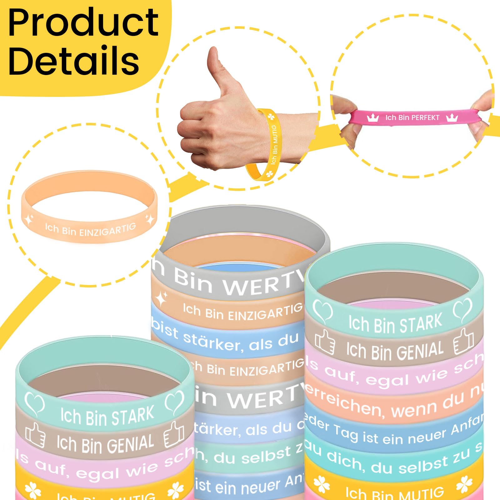 Lyivisk Motivationsarmbänder Für Kinder - 24 Stück Mit Inspirierenden Sprüchen