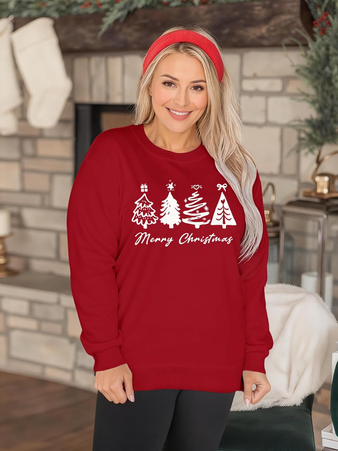 Plus Size Christmas Sweatshirt Women Crewneck Merry Christmas Pullover Sweater Long Sleeve Xmas Holiday Outfits - Image 3