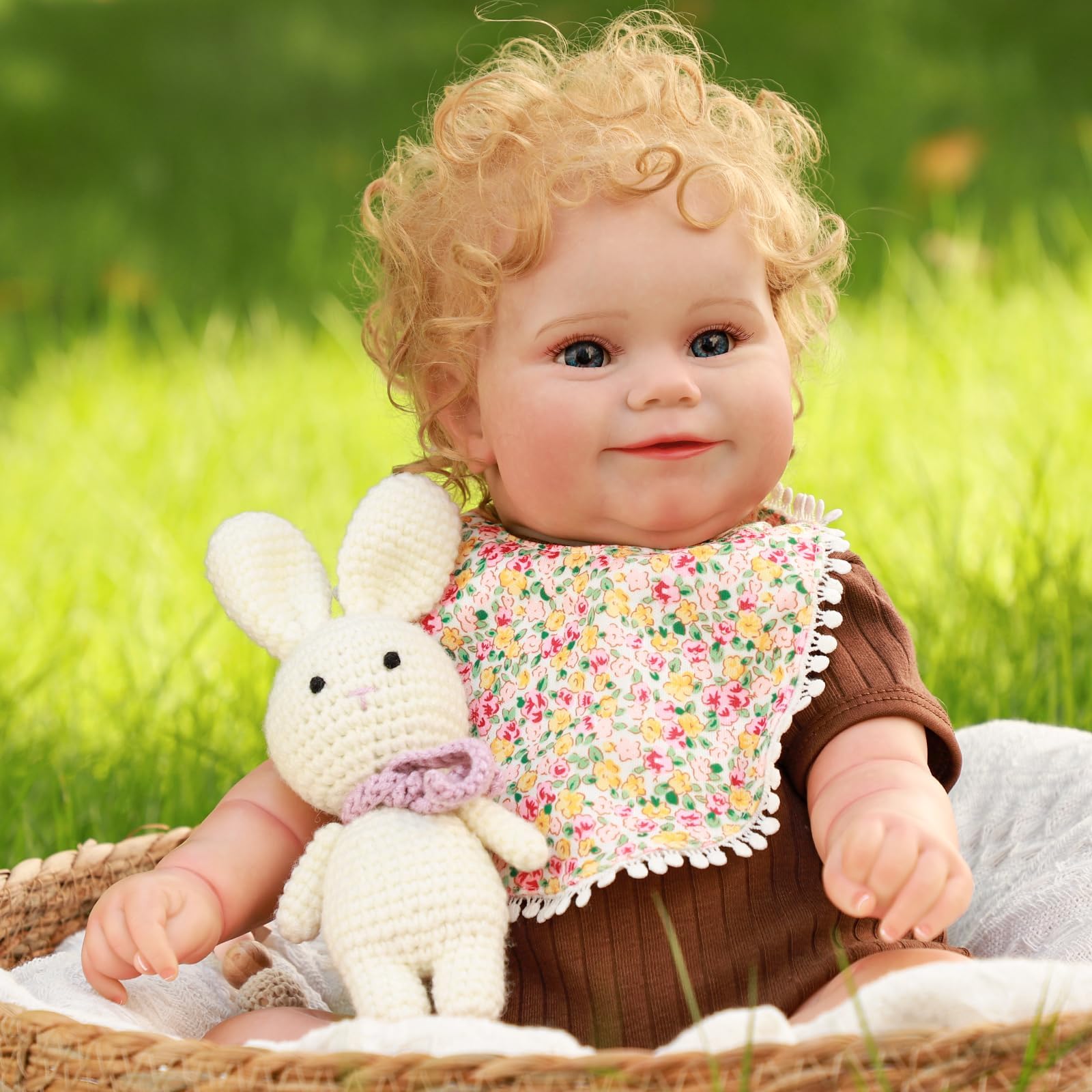 SCOM Lifelike Reborn Baby Dolls - Maddie 20 inch Realistic Baby Dolls Toddler Girl Gold Hair Soft Cloth Body Vinyl Limbs Gifts for Kids Age 3+