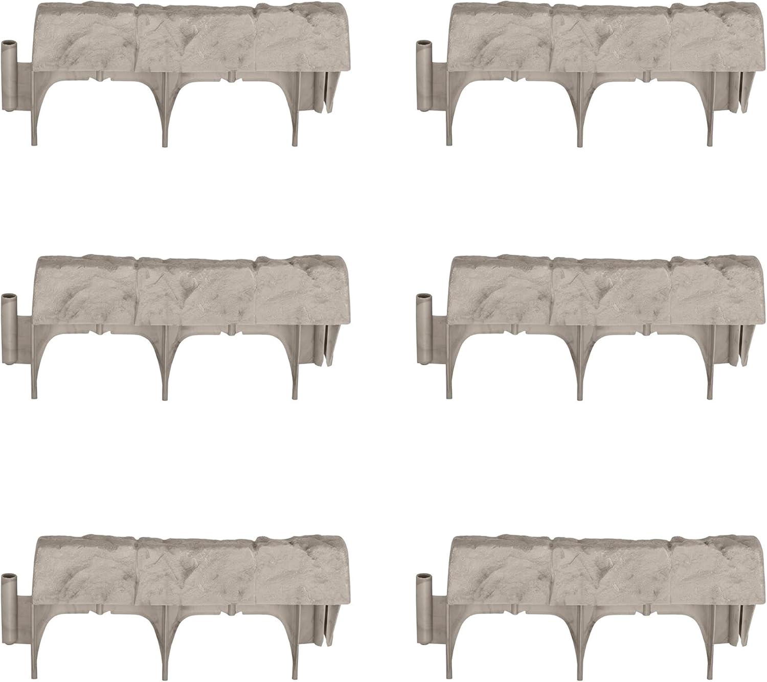 Suncast Stone-Like Interlocking Garden Edging - Durable Poly Border for Lawn, Flower Beds, Trees & Walkways - Light Taupe 20ft