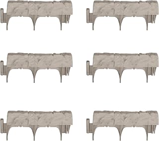 Suncast Stone-Like Interlocking Garden Edging - Durable Poly Border for Lawn, Flower Beds, Trees & Walkways - Light Taupe 20ft
