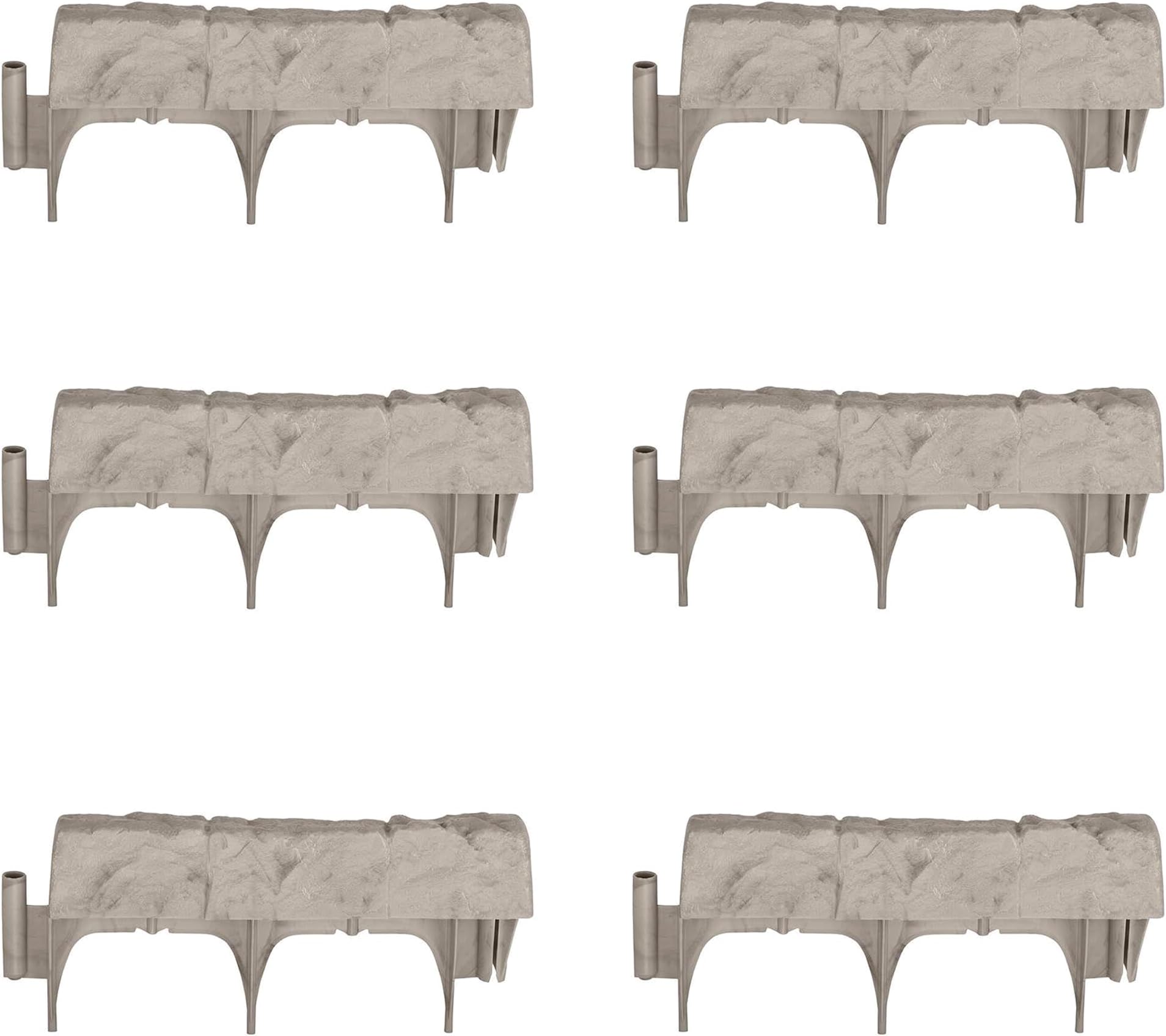 Interlocking Border Edging - Stone -Like Poly Construction for Garden, Lawn, and Landscape Edging - Water Resistant Border for Containing Trees, Flower Beds and Walkways - Light Taupe -Gray