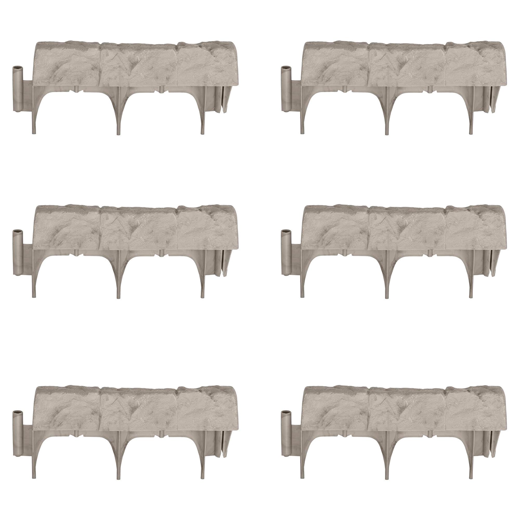 Suncast Interlocking Border Edging - Stone -Like Poly Construction for Garden, Lawn, and Landscape Edging - Water Resistant Border for Containing Trees, Flower Beds and Walkways - Light Taupe, 20