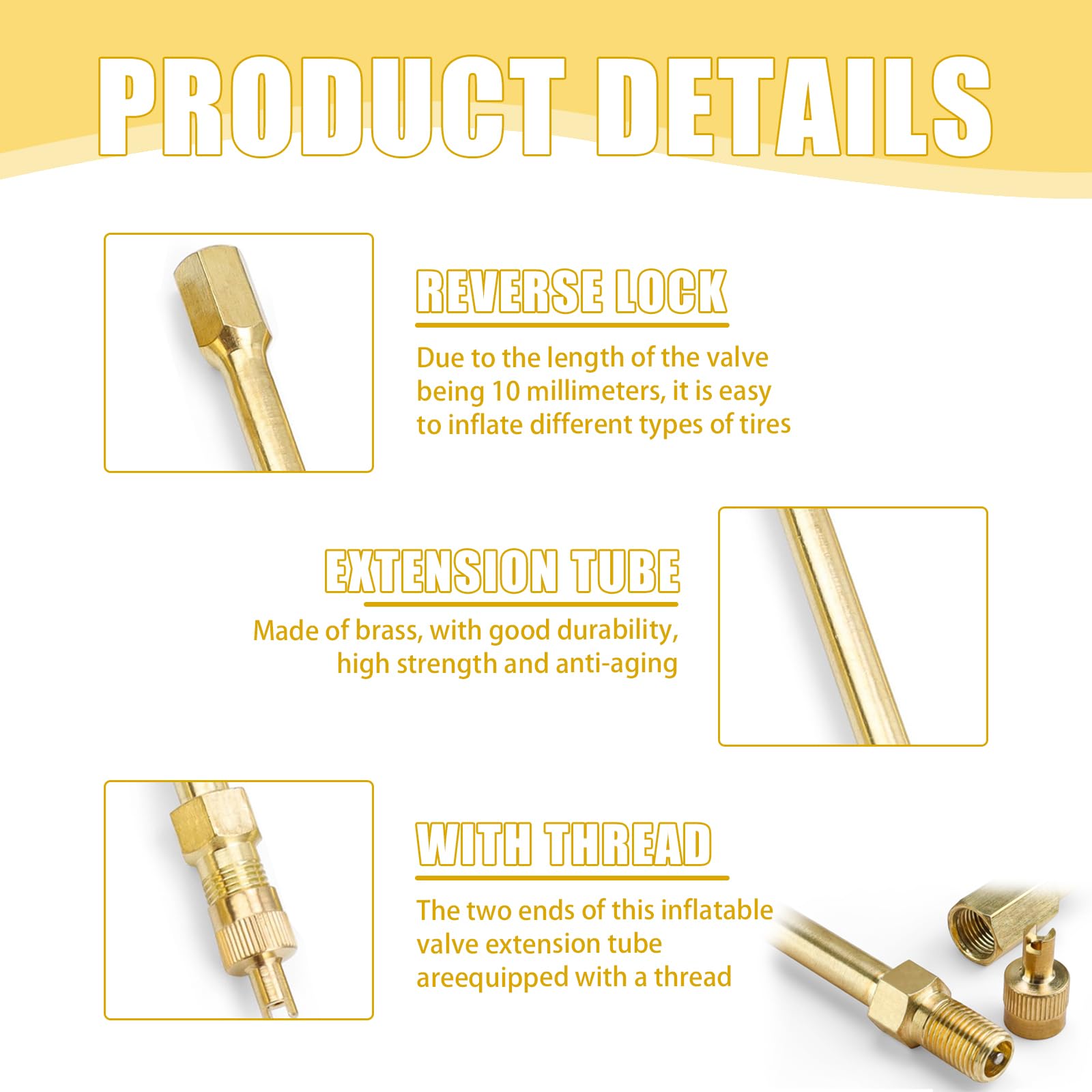 Prolunga Valvole Pneumatici In Ottone - Set 4 Pezzi Da 10cm | Per Moto, Bici, Auto E Scooter | Adattatore Universale - Foto 6