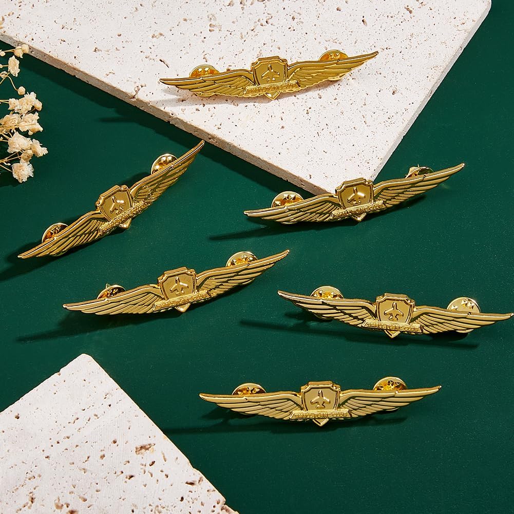 DICOSMETIC Wings Pin Bulk Pilot Metal Wing Pin Aviator Pins Air Force Senior Pilot Wing Gold Wing Pilot Badge Alloy Brooch Costume Lapel Pin for Hat Shirt Uniform - Image 4