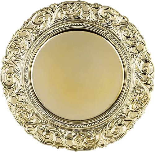 Miniatura 1 de Koyal Wholesale Platos de carga metálicos barrocos, decoración de estilo francés a granel, platos de carga ornamentados, decoración rústica de mesa