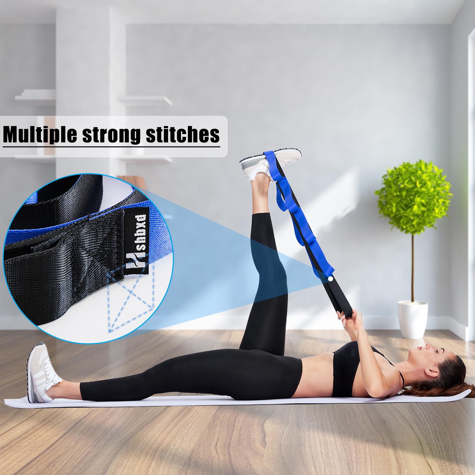 Sangle De Yoga Élastique Avec 11 Boucles - Band D'Étirement Réglable Pour Assouplissement, Yoga Et Fitness