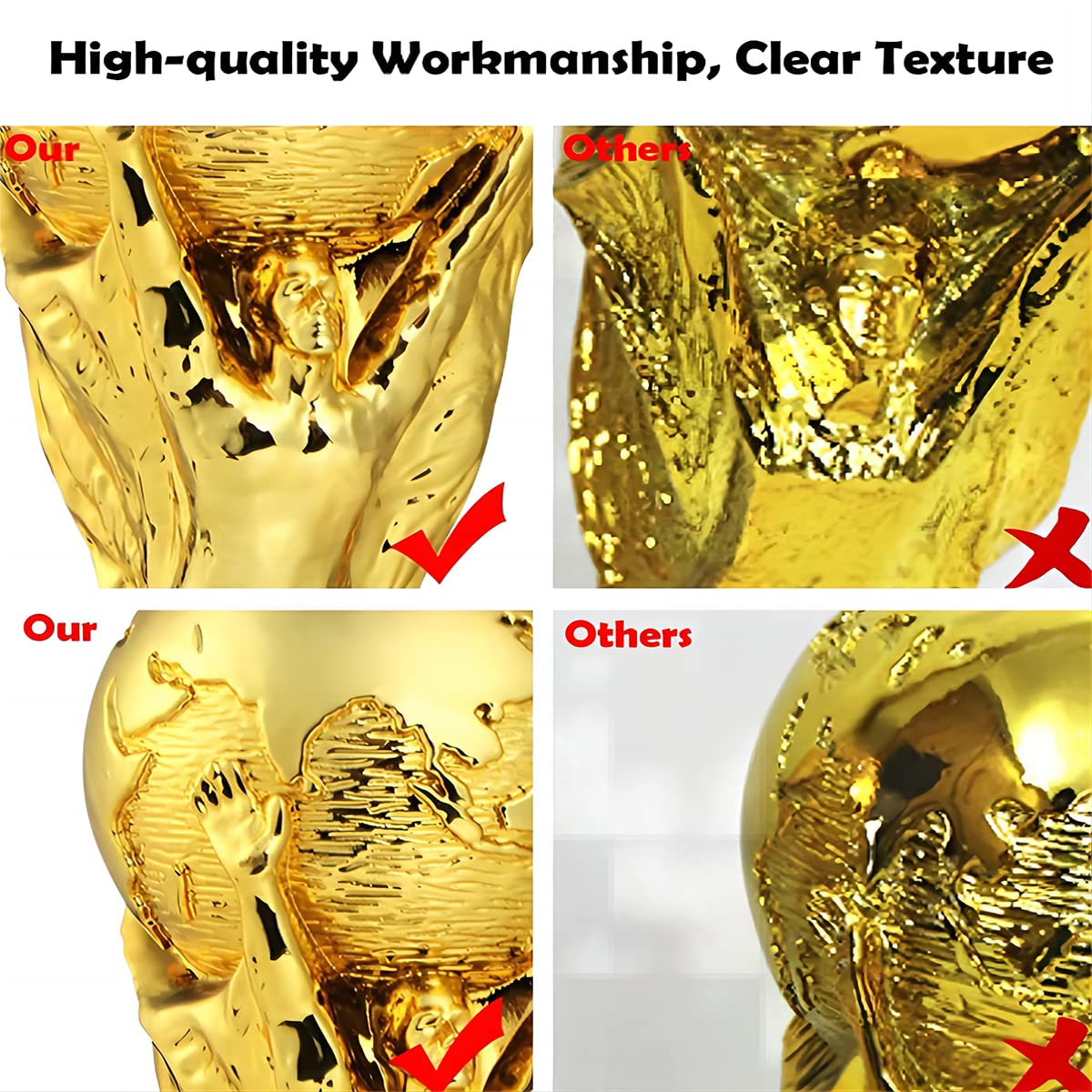World Cup Trophy Replica 2022 World Cup Replica Resin Soccer Collectibles Sports Fan Trophy Gold Football Fan Souvenir Football Championship Award Bedroom Office Desktop Decor (5.1 IN-13 CM) — view 5