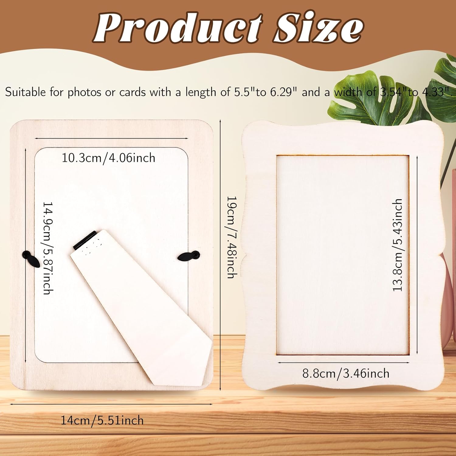 2 Styles Unfinished Wood Frames 4x6-18 Pcs Unfinished Wooden Picture Frames, Standing DIY Craft Frames for Easter & Mother's Day Gifts