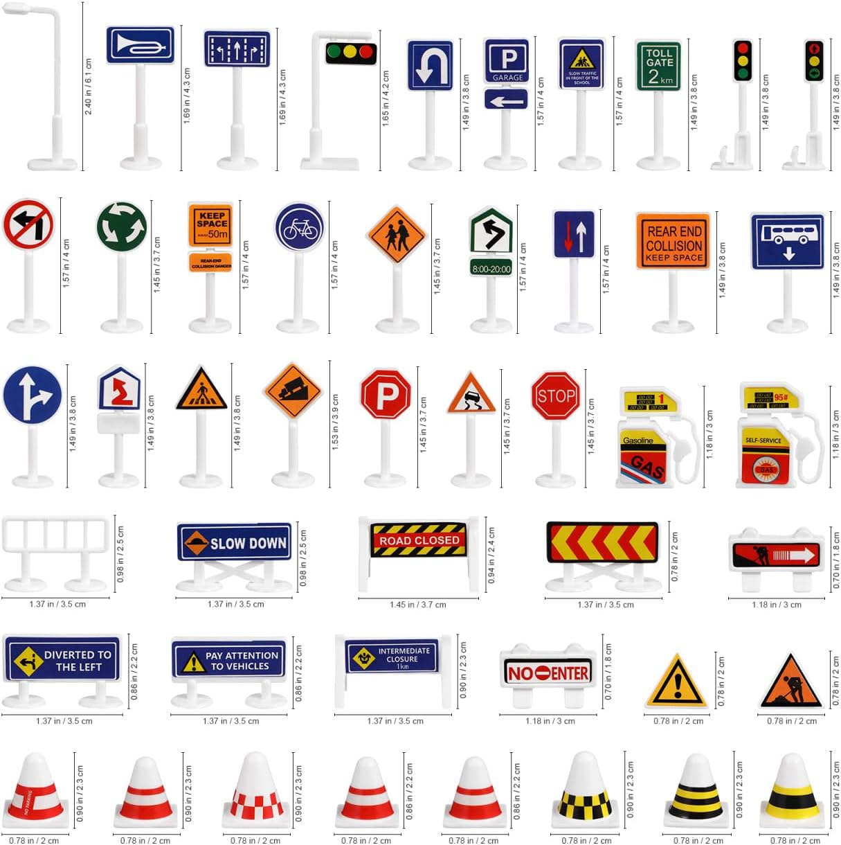 Toddmomy Traffic Sign Toys 56Pcs Mini Road Signs Set Educational Kids Street Roadblock Signal Models for Early Childhood Learning and Interactive Play