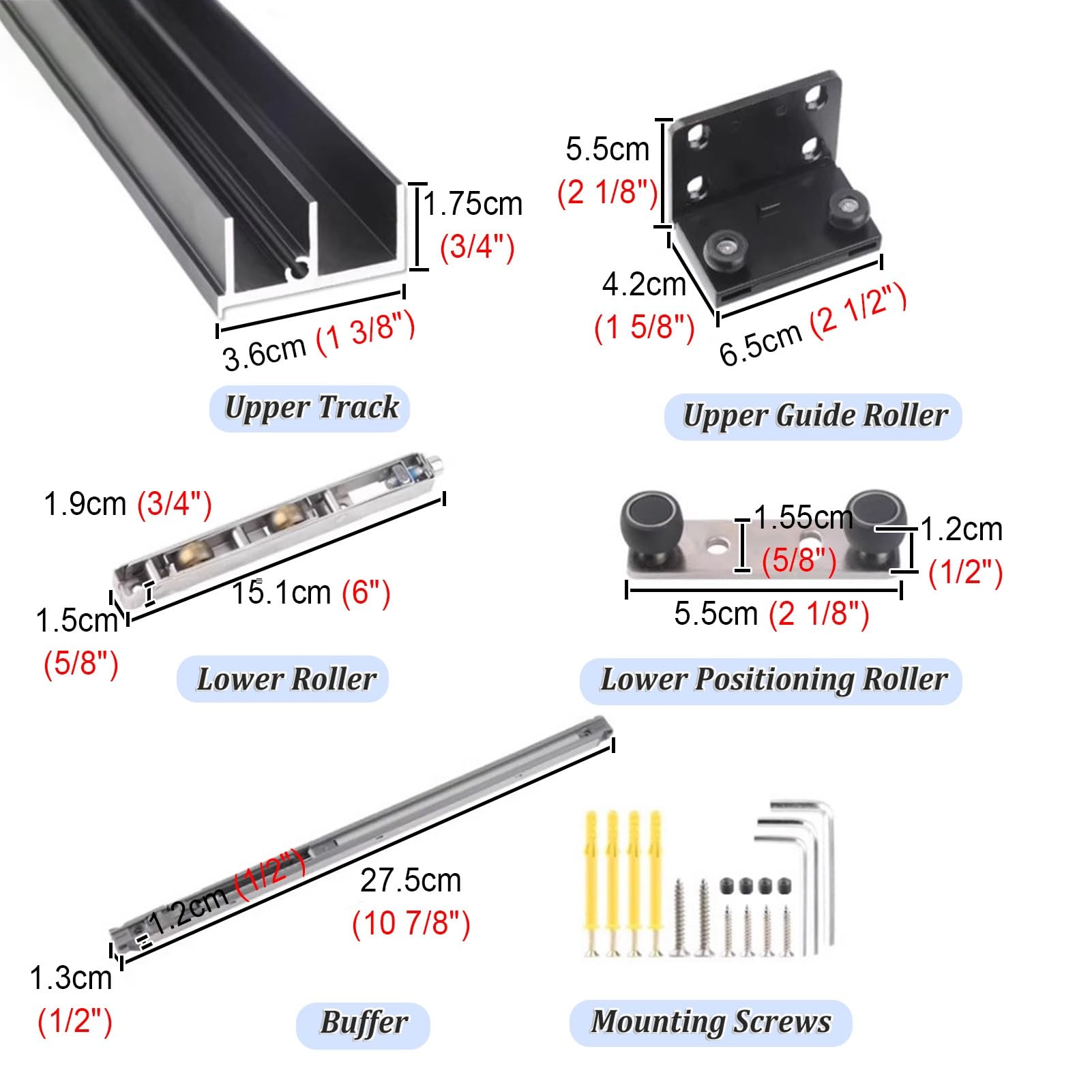 Moderno sistema de herrajes para puerta corrediza de granero, diseño flotante sin rieles, riel de metal, para interiores y exteriores, kit de rieles para una fácil instalación y decoración elegante