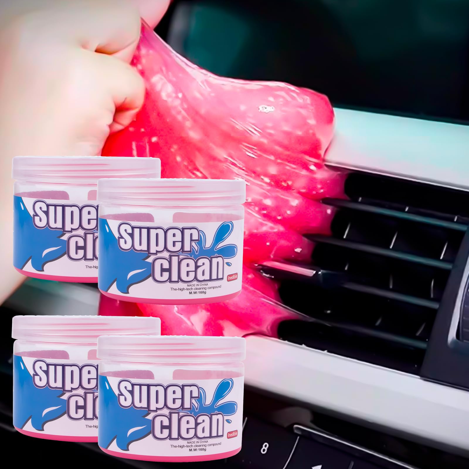 x xotic tech Car Cleaning Gel for Car Detailing Putty Interior Cleaner Slime Auto Detail Tools Supplies Accessories Valentines Day Gifts for Him Her Men Women Stocking Stuffers Pink 4 Pack