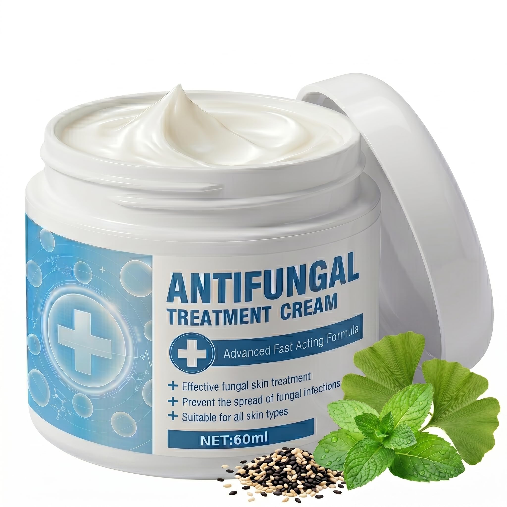 Hautpilz Creme, Intensiven Behandlung bei Fußpilz, Ekzem, Leistenpilz & Tinea Versicolor, Geeignet für Gesichts- Und Körperpflege, Nicht Reizend, 60ML