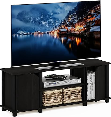 Furinno - Soporte Brahms para TV de hasta 45 pulgadas con estantes y espacio de almacenamiento, color espresso / negro Espresso / negro,Roble