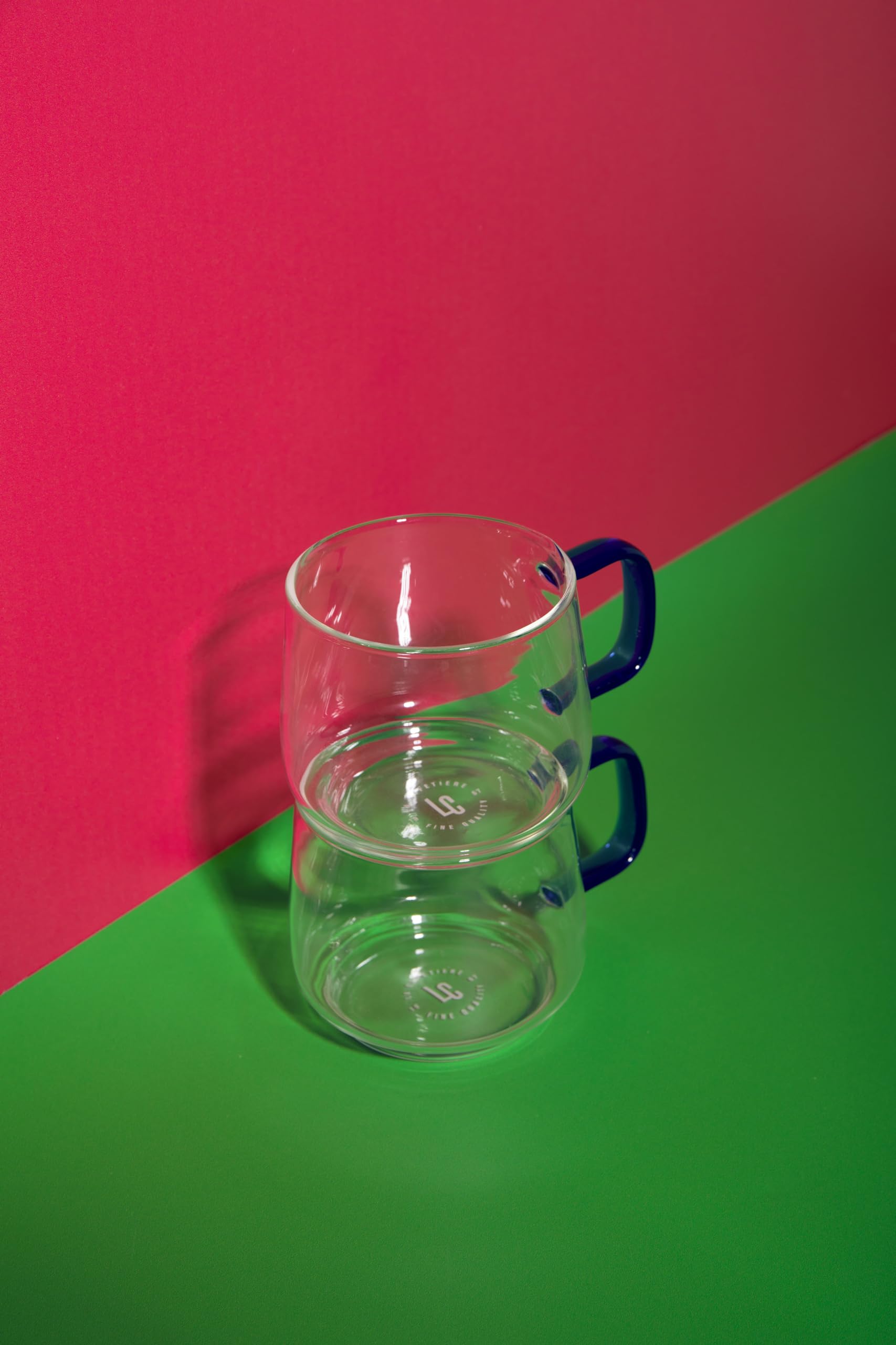 La Cafetière, Szklany Kubek La Cafetière Z Niebieskim Szklanym Uchwytem, Stylowe Kubki Do Herbaty, Kawy I Gorącej Czekolady, Wykonane Z Żaroodpornego Szkła